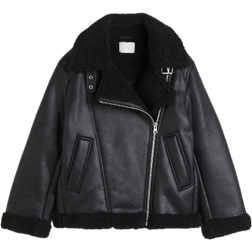 H&M Oversized Jacket with Teddy Fleece - Black