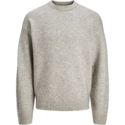 Jack & Jones Plain Knitted Pullover - Grey/Light Grey Melange