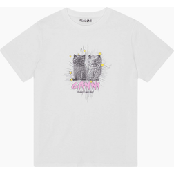 Ganni Basic Jersey Kittens Relaxed T-Shirt - Bright White