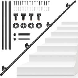 Vencier 3M Metal Stair Handrail Indoor And Outdoor Wall Mounted Non-Slip Steel Pipe Handrail Towel Rack Satin Black