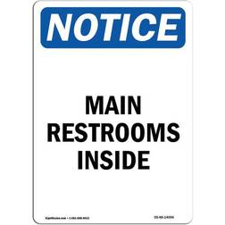 SignMission Notice Sign Main Restrooms Inside 12x18"