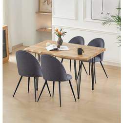 Hallowood Furniture Cullompton Brown/Grey Dining Set 80x120cm 5pcs