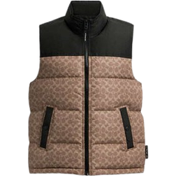 Coach Signature Down Vest In Recycled Polyester - Tan