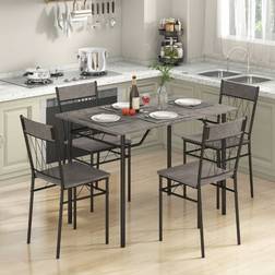 Costway Living Room Gray/Black Dining Set 70x110cm 5pcs