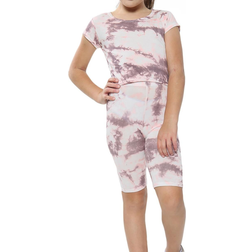 A2Z Kids Tie Dye Crop Top & Cycling Shorts Set 2-piece - Stone