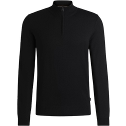 HUGO BOSS Ebenji Zip Neck Sweater - Black