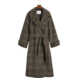 Gant Wool Plaid Trench Coat - Black