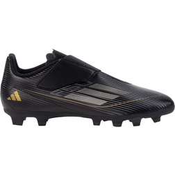 adidas Junior F50 Club Velcro FXG - Core Black/Iron Metallic/Gold Metallic