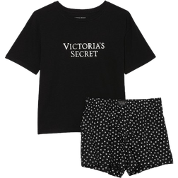 Victoria's Secret Cotton Short Tee-Jama Set - Black Hearts