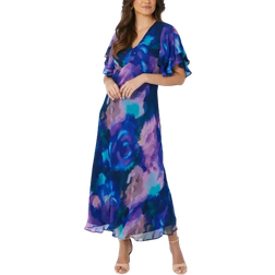 Wallis Floral Embellished Bias Midaxi Dress - Turquoise