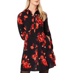 Dorothy Perkins Empire Half Placket Mini Shirt Dress - Floral