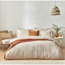 Yard Barton Check 100% Cotton Set - (Double) Duvet Cover Beige
