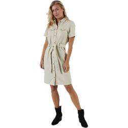 Pieces Amir Ss Denim Dress - Almond Milk-Vi Beige
