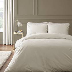 Catherine Lansfield Kingsley Soft Matt Velvet Set - Cream Duvet Cover Beige (200x200cm)