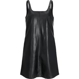 JJXX faux leather pinafore dress in black