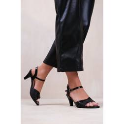 Where's That From 'Portugal' Wide Fit Low Heel Sandals Buckle Ankle Strap Black 4E