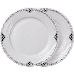 Royal Copenhagen Sort Riflet Blonde Tallerken 22 cm Set of 2 Tallerkensæt 22cm