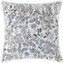 Mainstays Embroidered Floral Throw Pillow 18" x 18" Cushion Cover Blue