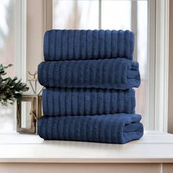 Bibb Home Ribbed Egyptian Cotton 4-Pack Bath Towel Blue (137.2x68.6)