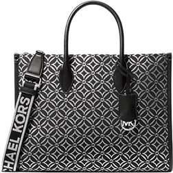 Michael Kors Mirella Medium Metallic Logo Jacquard Tote Bag - Black/Silver