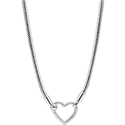 Pandora Heart Closure Snake Chain Necklace - Silver