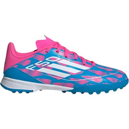 adidas Junior F50 League Turf Soccer - Solar Blue / Cloud White / Solar Pink