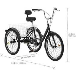 SKYSHALO Adult Three-Wheel Bicycle 1 Speed 20/24/26 Inch