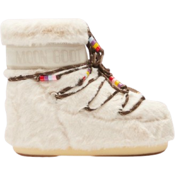 Moon Boot Icon Low Faux Fur Beads Boots - Cream