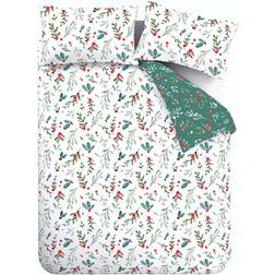 Catherine Lansfield Holly & Mistletoe Duvet Cover Pink, Green (200x135cm)