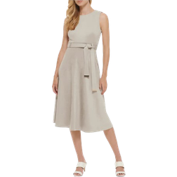 Calvin Klein Belted Midi Dress - Lattte