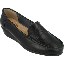 Down To Earth Leather Wedge - Black
