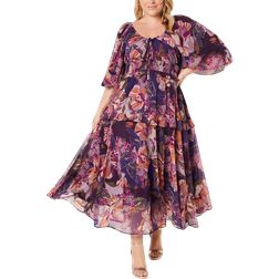 Coast Balloon Sleeve Midi Dress Plus Size - Purple