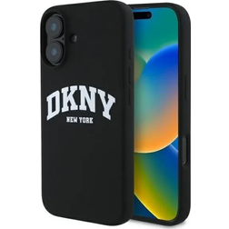 DKNY Silicone White Printed Logo MagSafe Case for iPhone 16