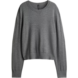 H&M Short Fine Knit Sweater - Dark Gray Mottled