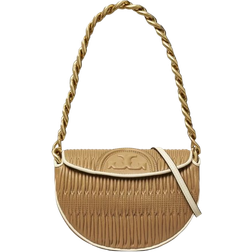 Tory Burch Mini Fleming Soft Pleated Crescent Bag - Dusty Almond