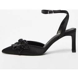 Quiz Black Floral Court Heels - Women