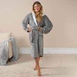 OHS Silver Foil Star Dressing Gown - Light Grey