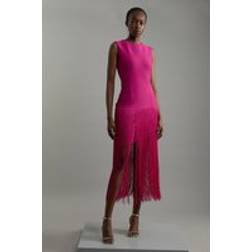 Karen Millen Figure Form Bandage Tassel Hem Dress - Magenta