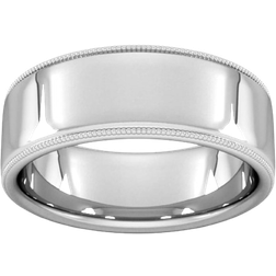 Goldsmiths Slight Court Standard Milgrain Edge Wedding Ring 8mm - White Gold