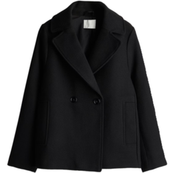 H&M Pea Coat - Black Mottled