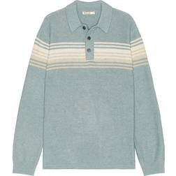 Marine Layer Ellias Chest Stripe Sweater Polo - Driftwood Blue Stripe