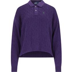 Polo Ralph Lauren Cable Wool Cashmere Polo Shirt - Wimbeldon Purple