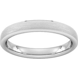 Goldsmiths D Shape Chamfered Edge Wedding Ring - White Gold