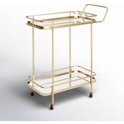 Everly Quinn Litterio Bar Cart Gold Trolley Table 16.2x31.5"