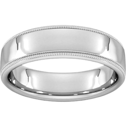 Goldsmiths Traditional Court Standard Milgrain Edge Wedding Ring 6mm - Silver