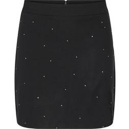 Pieces Pcpeva Rhinestone HW Mini Skirt - Korte Skjørt