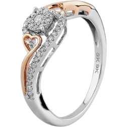 Pure Brilliance Open Heart Cluster Ring - Silver/Rose Gold/Diamonds