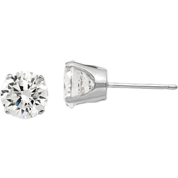 Bagatela Round Stud Earrings - White Gold/Transparent