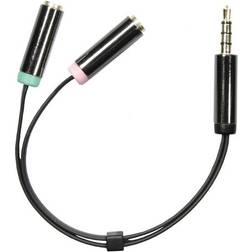 Deltaco 3.5mm - 2x3.5mm (4-pole) M-F