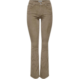 Only Mary Global Mid Waist Flared Pants - Brown/Fossil